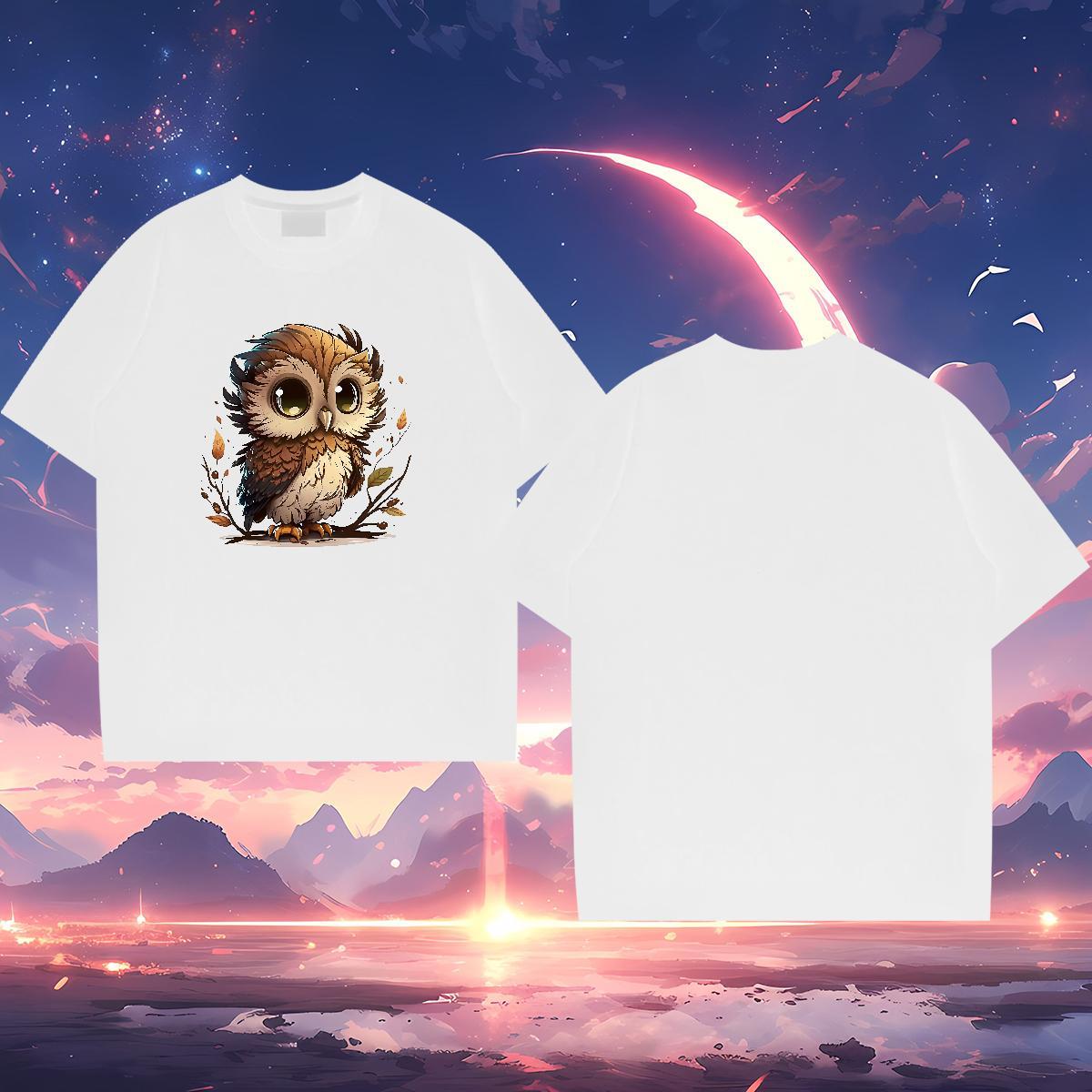 Man T Shirts 230g Cotton Owl Hip Hop Street Pure Cotton Oversized 4XL Tshirt for Man Woman Fashion Design Cool Design Wear