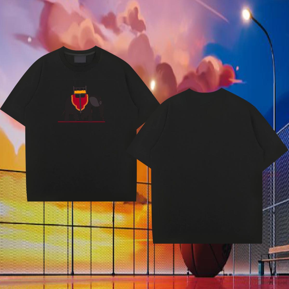 2024 T-Shirts for Men 230g 100% Cotton Elephant Beach Top Tees Breathable Short Sleeve Brand Couples T Shirts Oversized 3XL 4XL