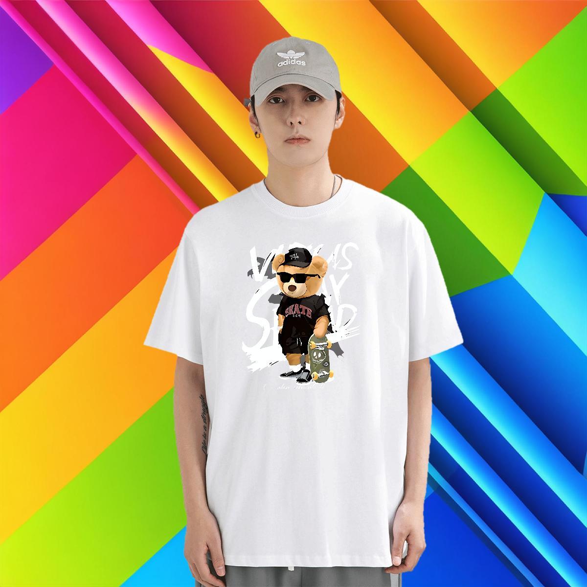 Unisex Tshirts 100% Cotton 230g Sports Casual bear DIY Printed Short Sleeve Soft New Designer T Shirt For Man Tops