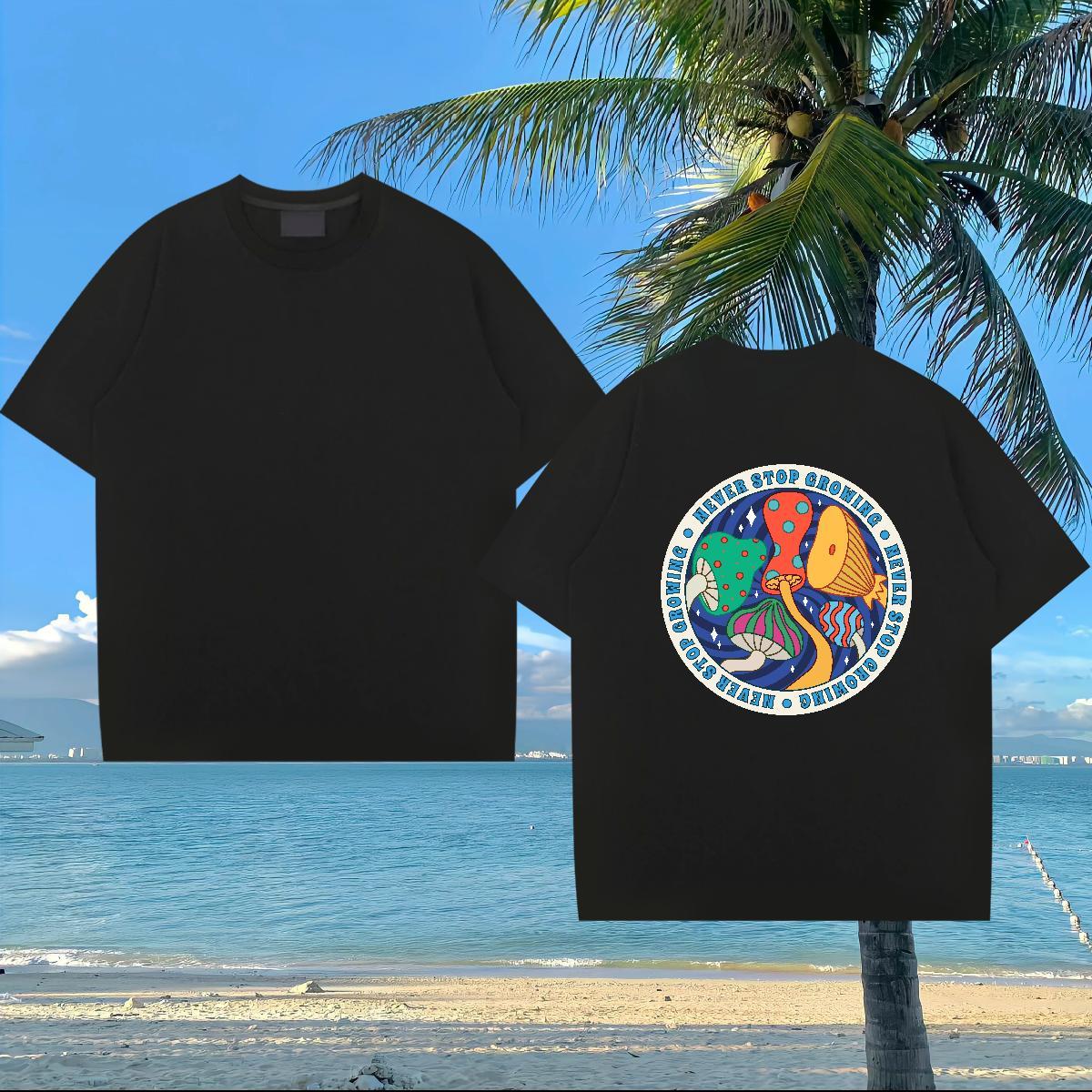 Custom T-Shirts 230g Cotton mushroom Daily Wear Tops Tees Short Sleeve O-Neck Soft Tshirts Custom Printing