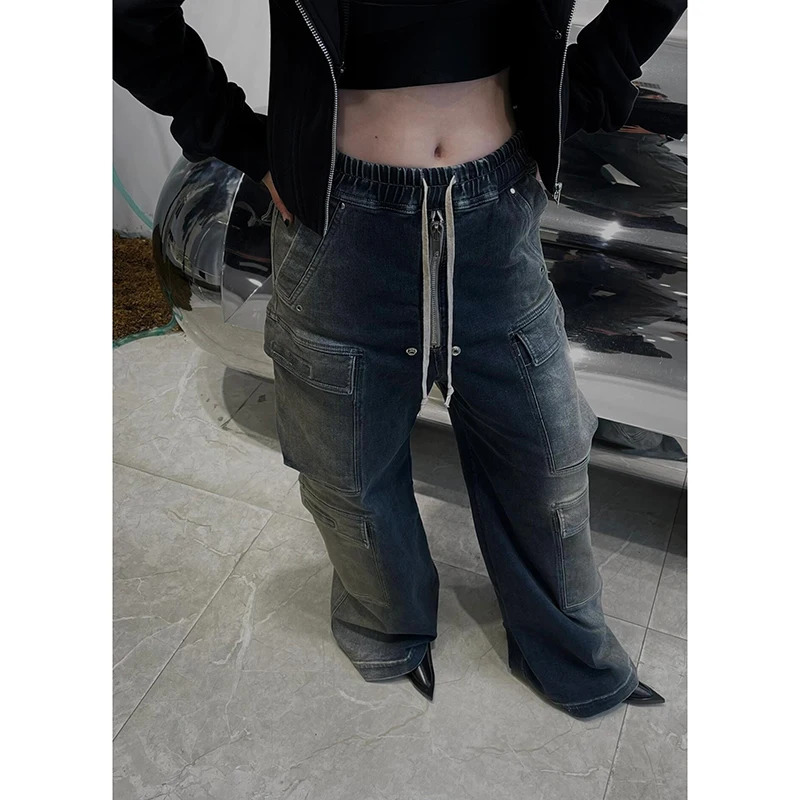 Womens Y2k Oversize Cargo Jeans Baggy Harajuku Denim Trousers Aesthetic Vintage Jean Pants Japanese 2000s Style Trashy Clothes 240806