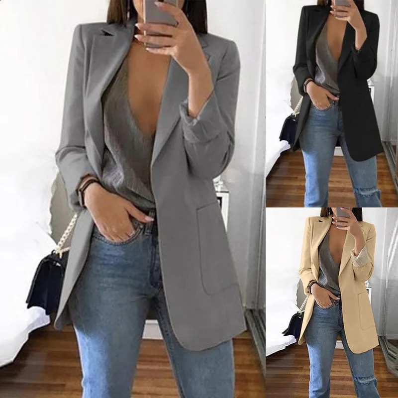 Europe and the United States professional uniform casual cardigan sticker bag womens lapel suit multicolo 240802