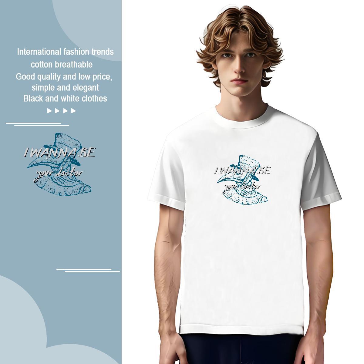 T Shirts Men 230g Pure Cotton bird Street wear Hip Hop Round Neck Short Sleeve Asian Size Men Tops Tees Classic Loose Tee Shirt