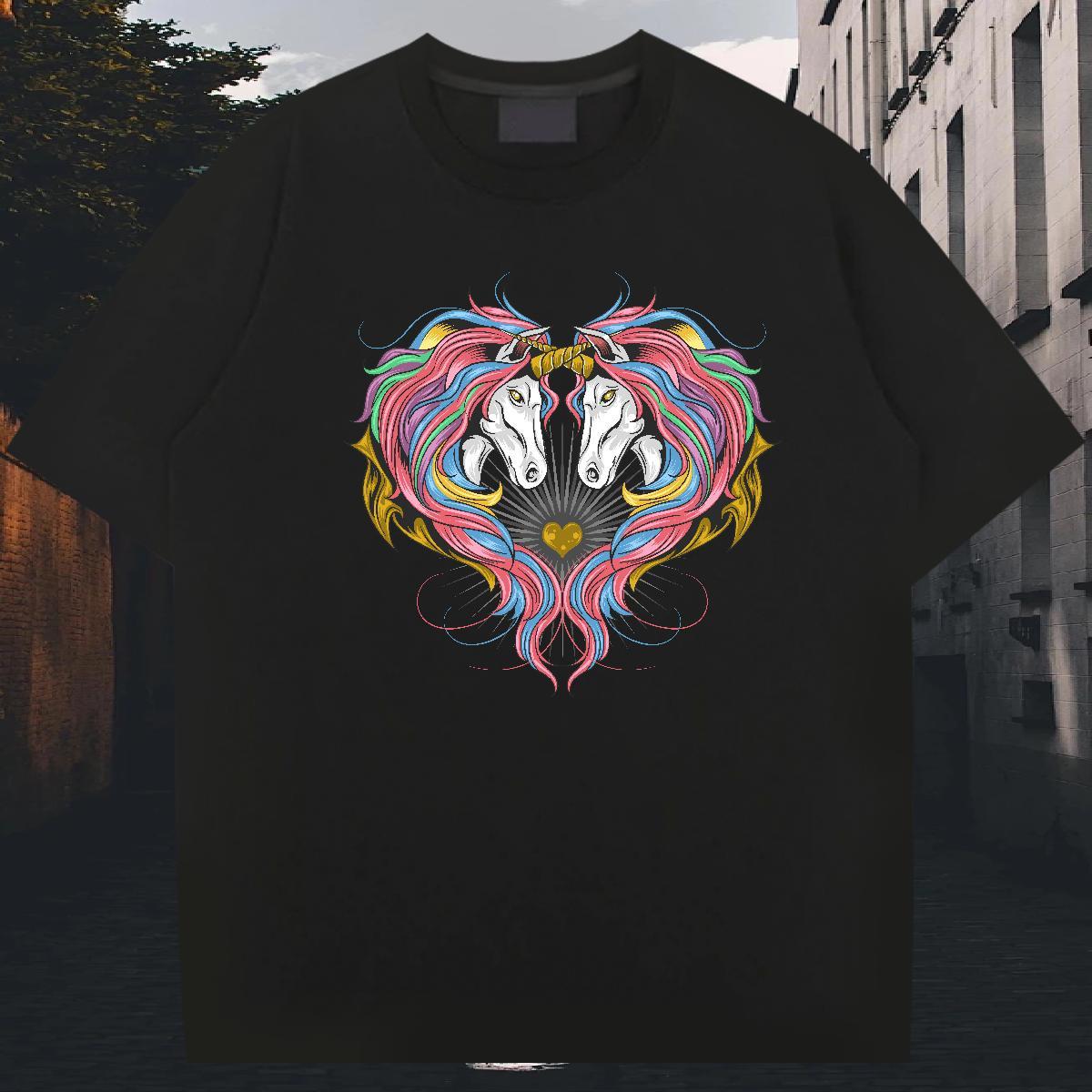 Cool Tshirt for Man Woman 230g Pure Cotton Outdoor horse Customized Short Sleeve Soft 2024 Designer T Shirt For Man Tees Shirts