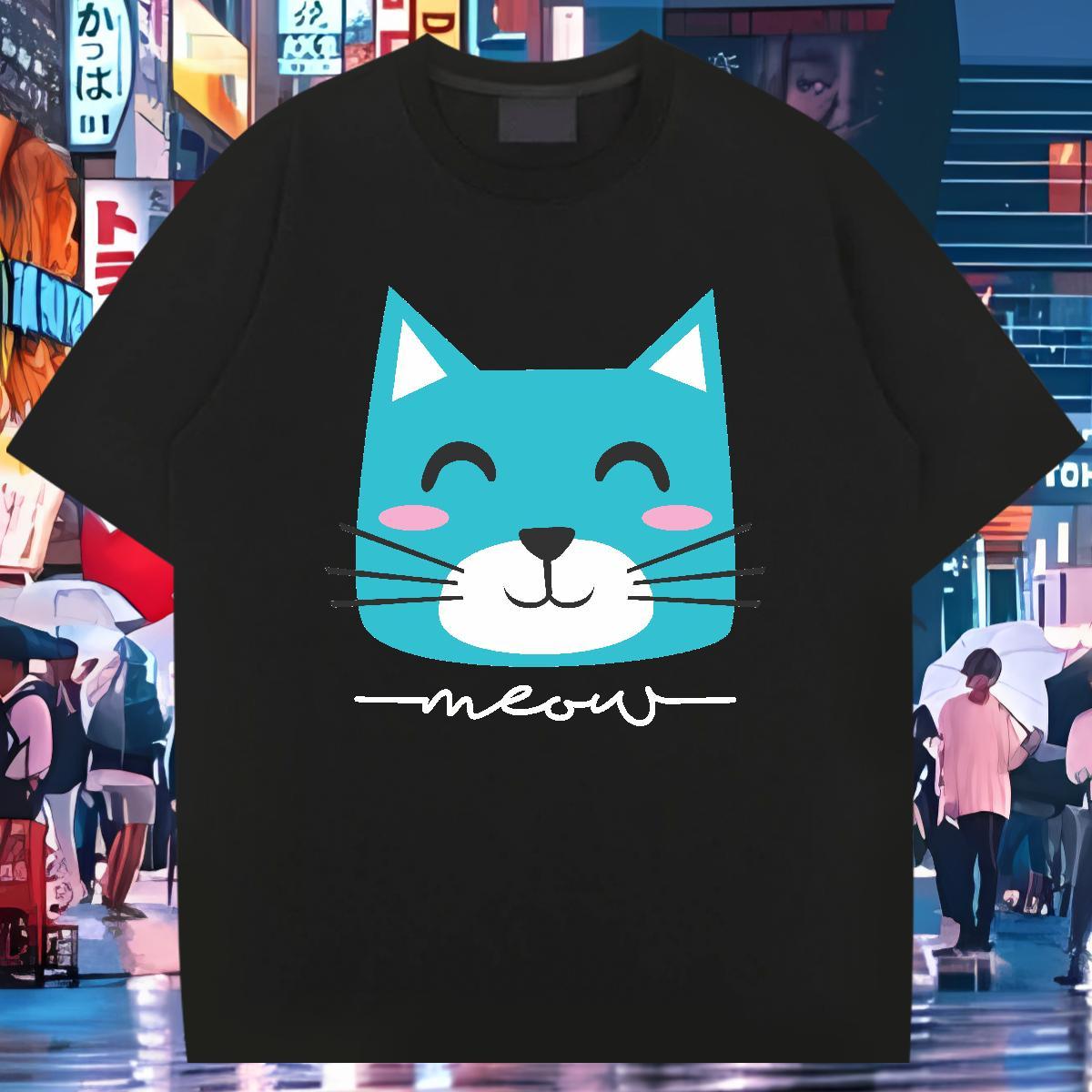 Casual New T Shirts Men 100% Cotton 230g cute Spring Summer Tees Breathable Short Sleeve Designer Men Tees Anime Print
