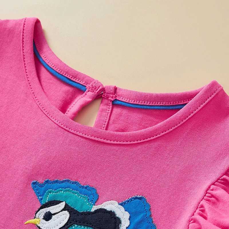 2 pure cotton short sleeved dresses with cartoon embroidery suitable for little girls to play during summer vacation back to school pocket style dress