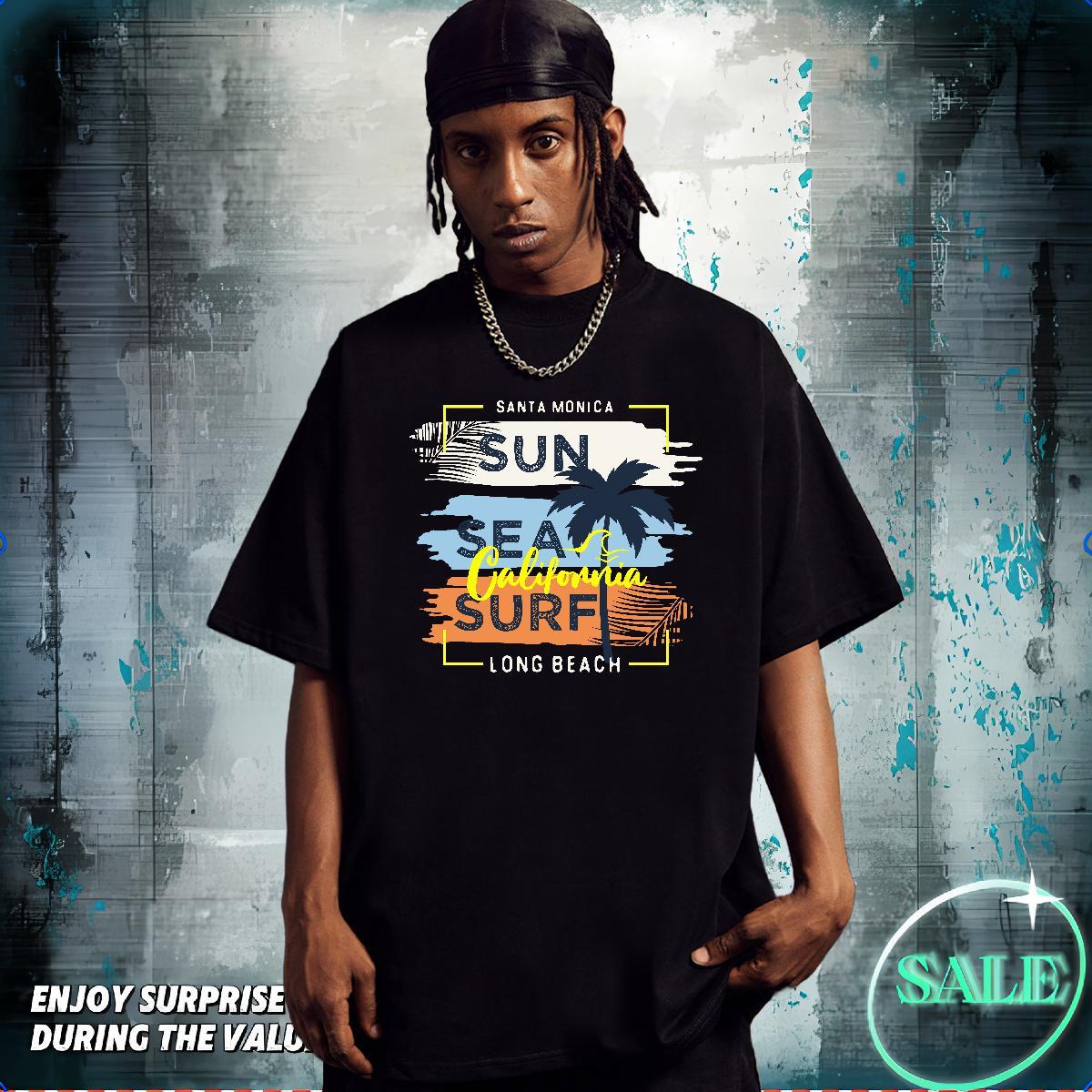 2024 New T Shirts Men 230g Cotton tree Casual Daily Wear Clothings Crew Neck Breathable Popular Men Tshirts Plus Size Cartoon