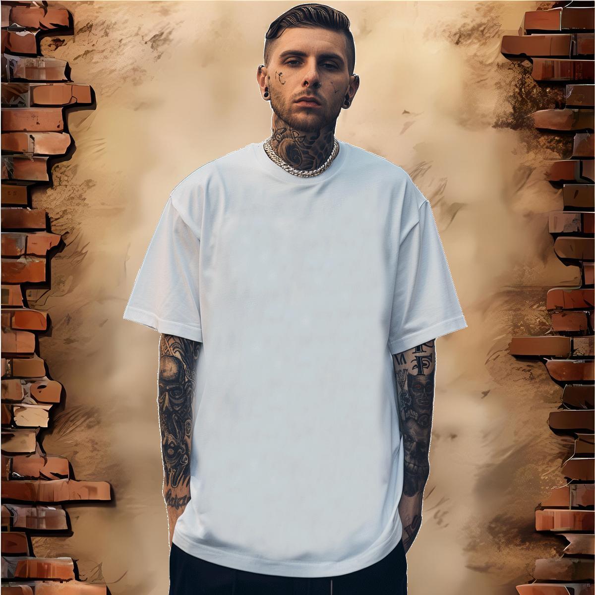 Man T Shirts 100% Cotton 230g Geometric line Casual Beach O-Neck Short Sleeve DIY Printed Men Tshirts 2024 New Unisex Clothes