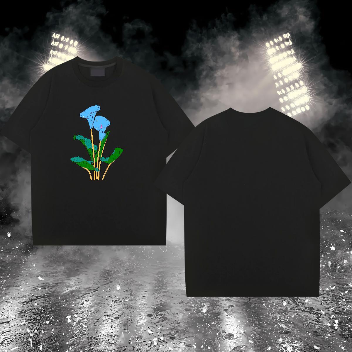 Fashion Man T Shirts 230g Pure Cotton flower Hip Hop Tee Shirt Breathable Crew Neck Classic Tshirt for Man Woman Plus Size Cartoon