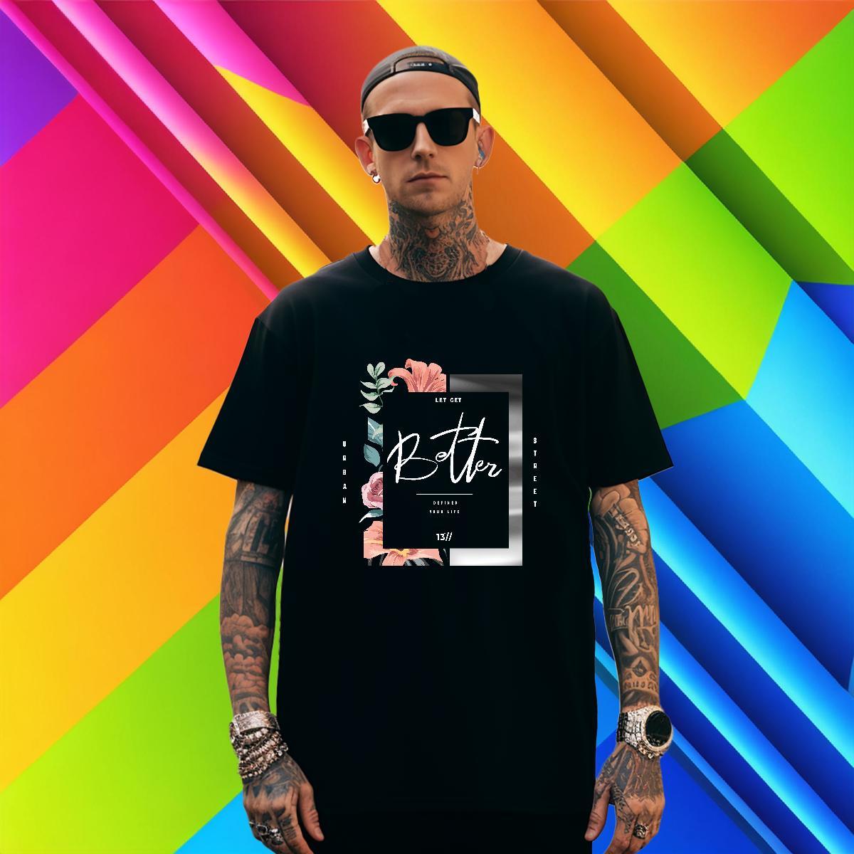 Popular Mens Tshirts 230g 100% Cotton Summer Casual flower Customized Short Sleeve Soft 2024 DIY Man T Shirts Tops Tees