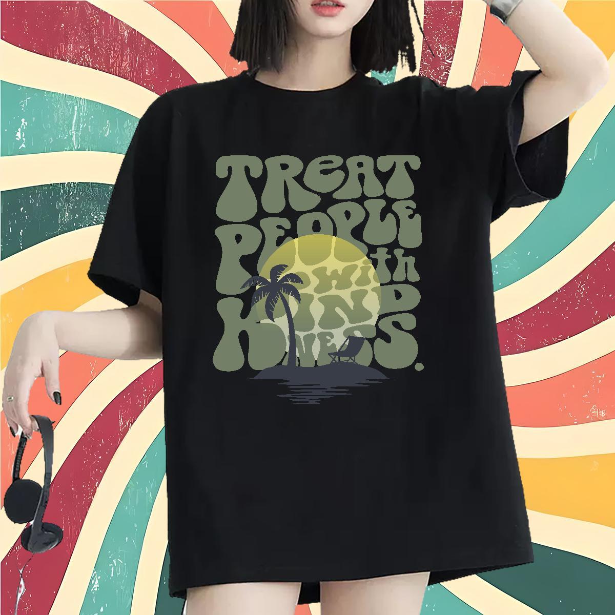 Loose T Shirt For Woman Breathable Crew Neck Lady T shirt DIY Printed tree Sport 230g Cotton 2024 Designer Clothes Shirt
