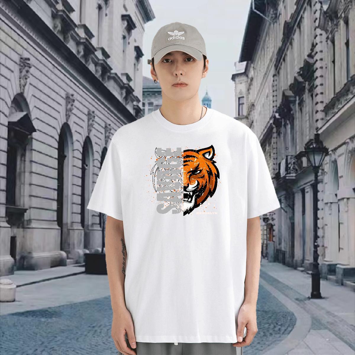 Mens T Shirts 100% Cotton 230g Casual Beach Breathable Custom Printing Men Tees 2024 Summer Soft Tops Shirt