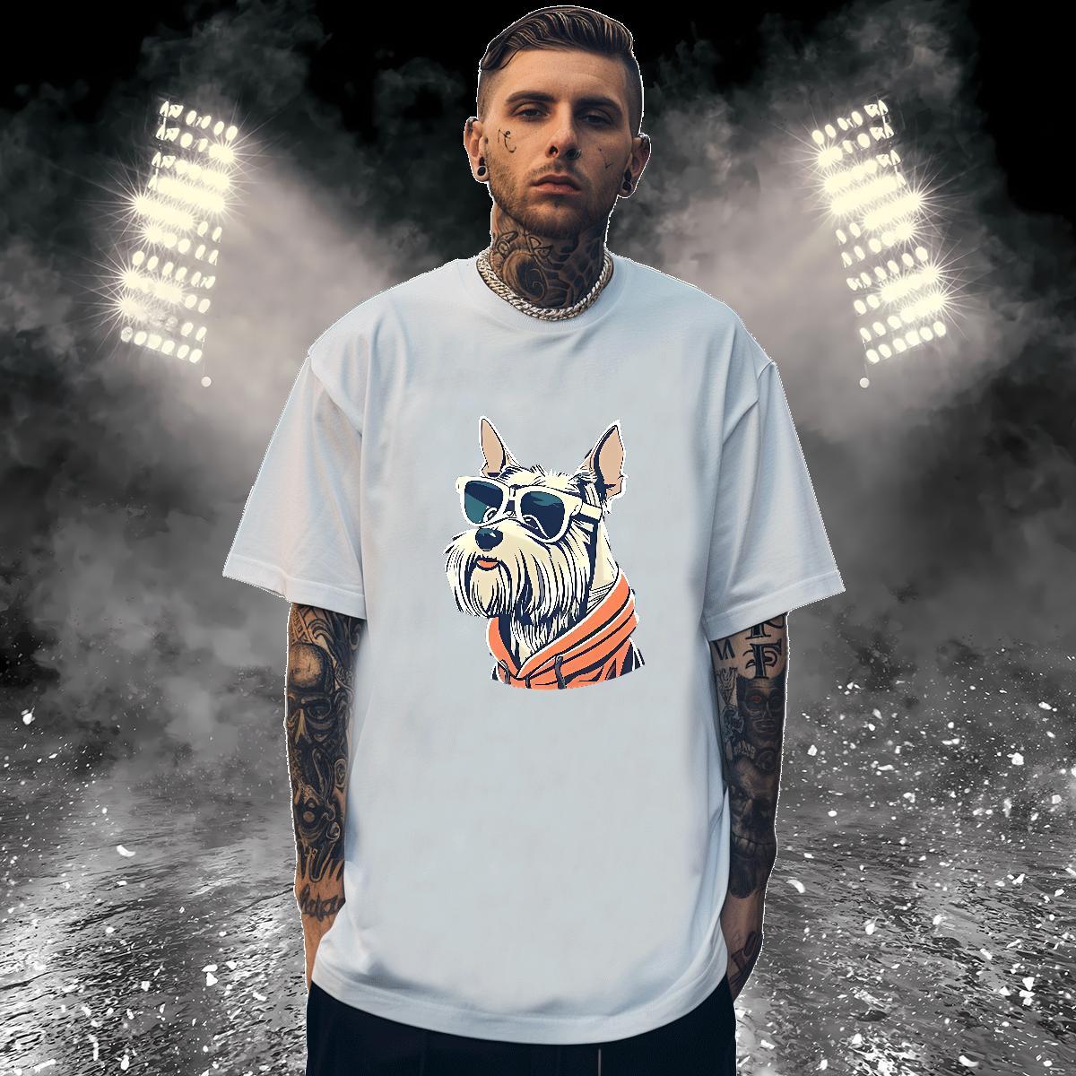 Cool Men Tops Tees 100% Cotton 230g dog T-Shirts Beach Short Sleeve O-Neck DIY Printed Classic Casual Tshirts