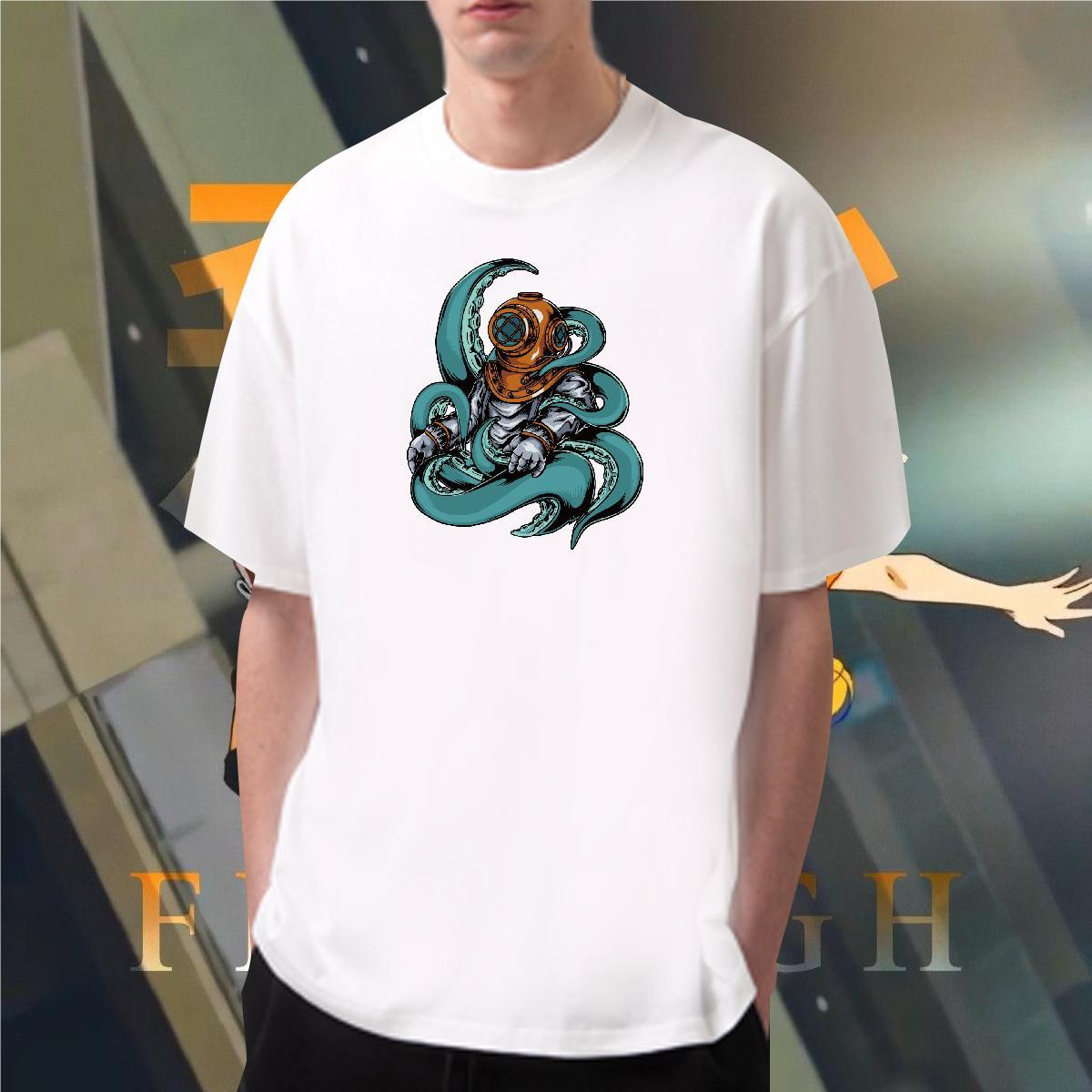 T Shirt For Man 230g Pure Cotton universe Sport Breathable Short Sleeve Skull Tshirts Classic Casual Loose Fit Tee Shirt