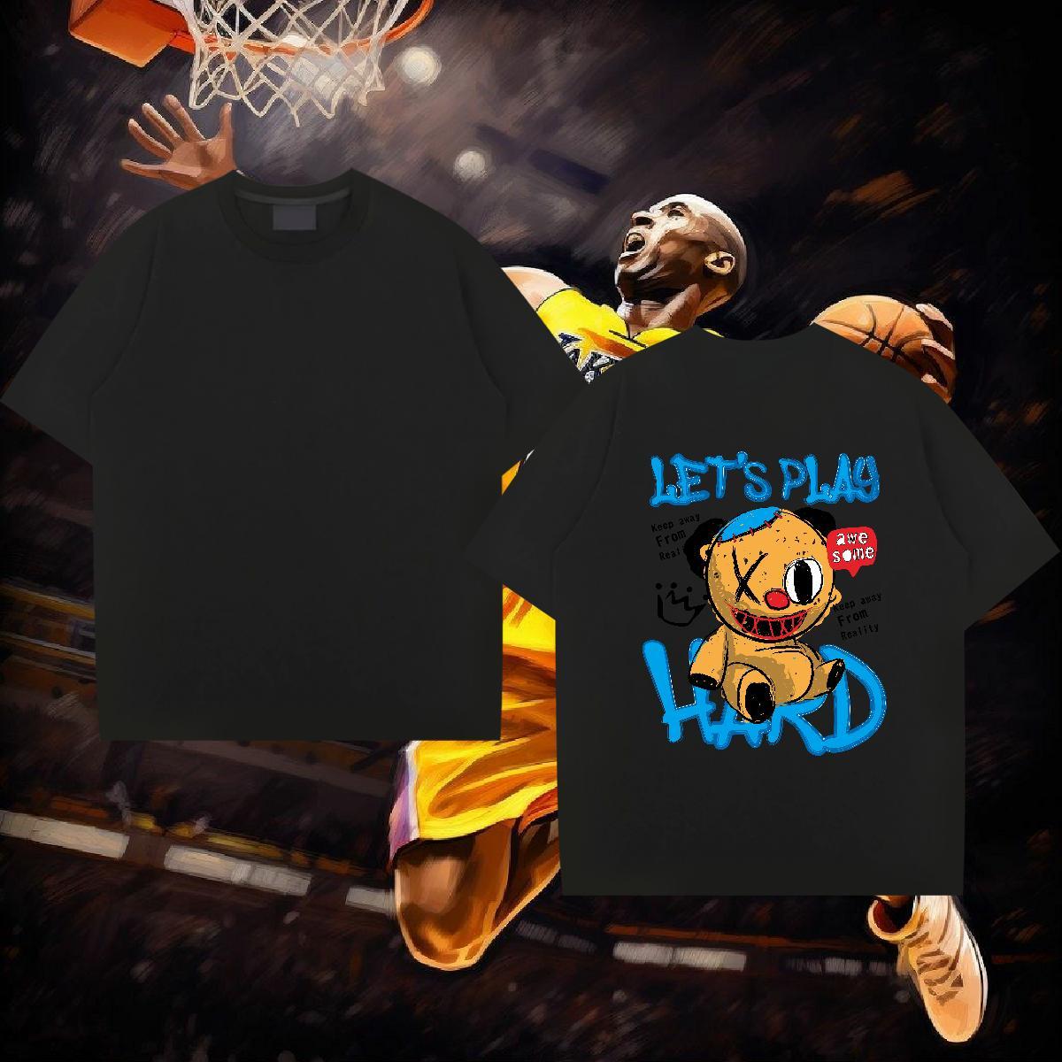 Wholesale T Shirts Men 100% Cotton 230g bear Daily Outfit Tops Shirt Short Sleeve O-Neck Designer Couples T Shirts Skull