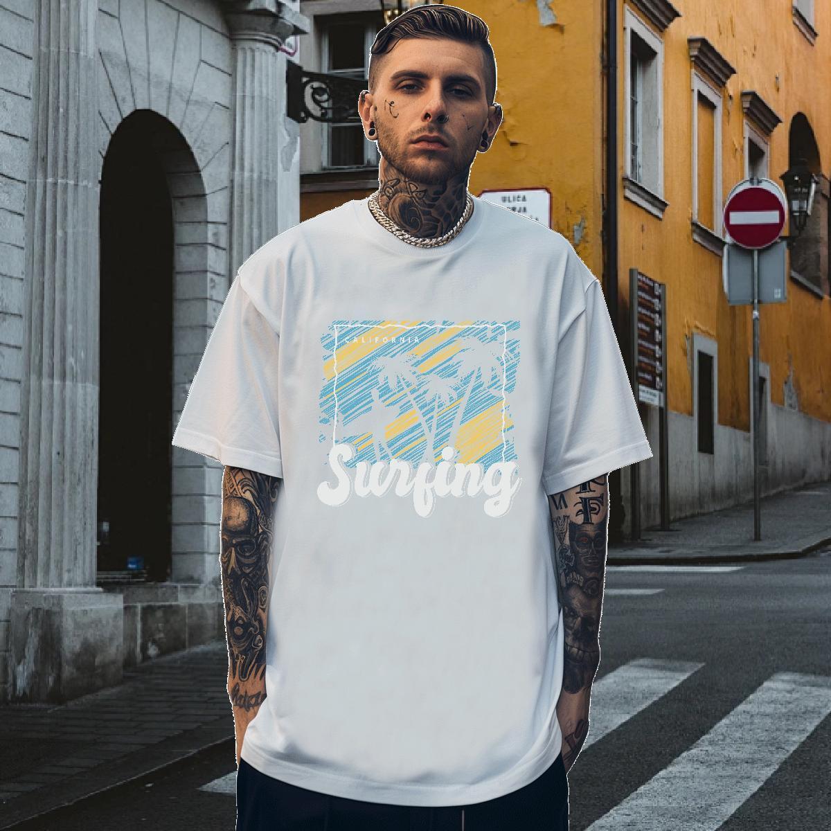 T Shirts Men 100% Cotton 230g tree Hip Hop Street Short Sleeve O-Neck Plus Size Custom Men Tops Tees 2024 Designer Cool Top Tees