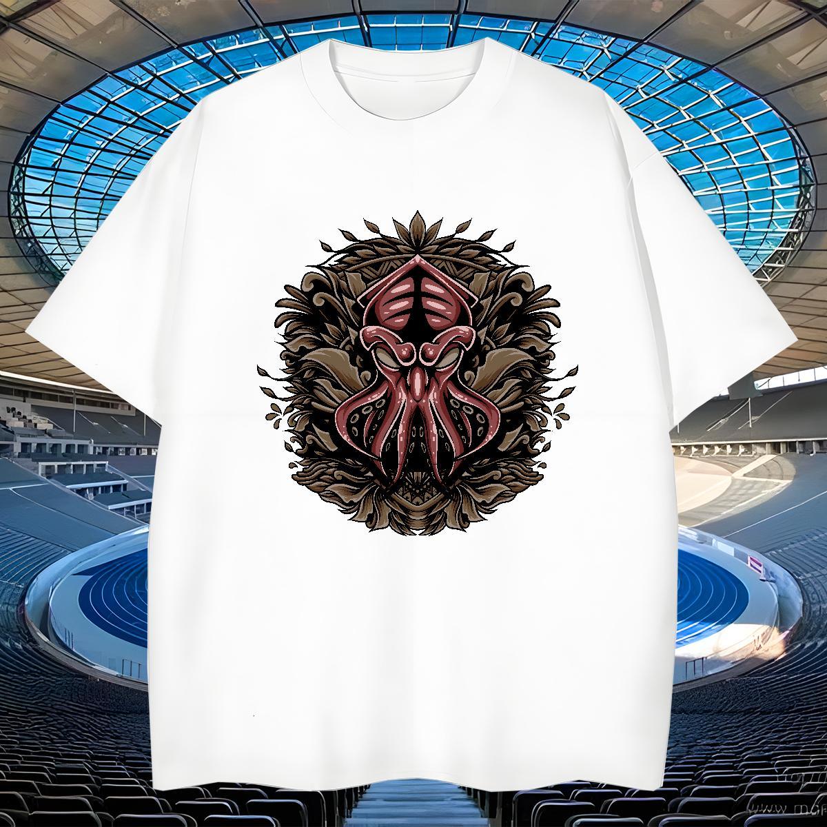 Wholesale Couples T Shirts 100% Cotton 230g High Street Hip Hop octopus Black White Crew Neck Breathable 2024 Designer T-Shirts for Men Tops Tees