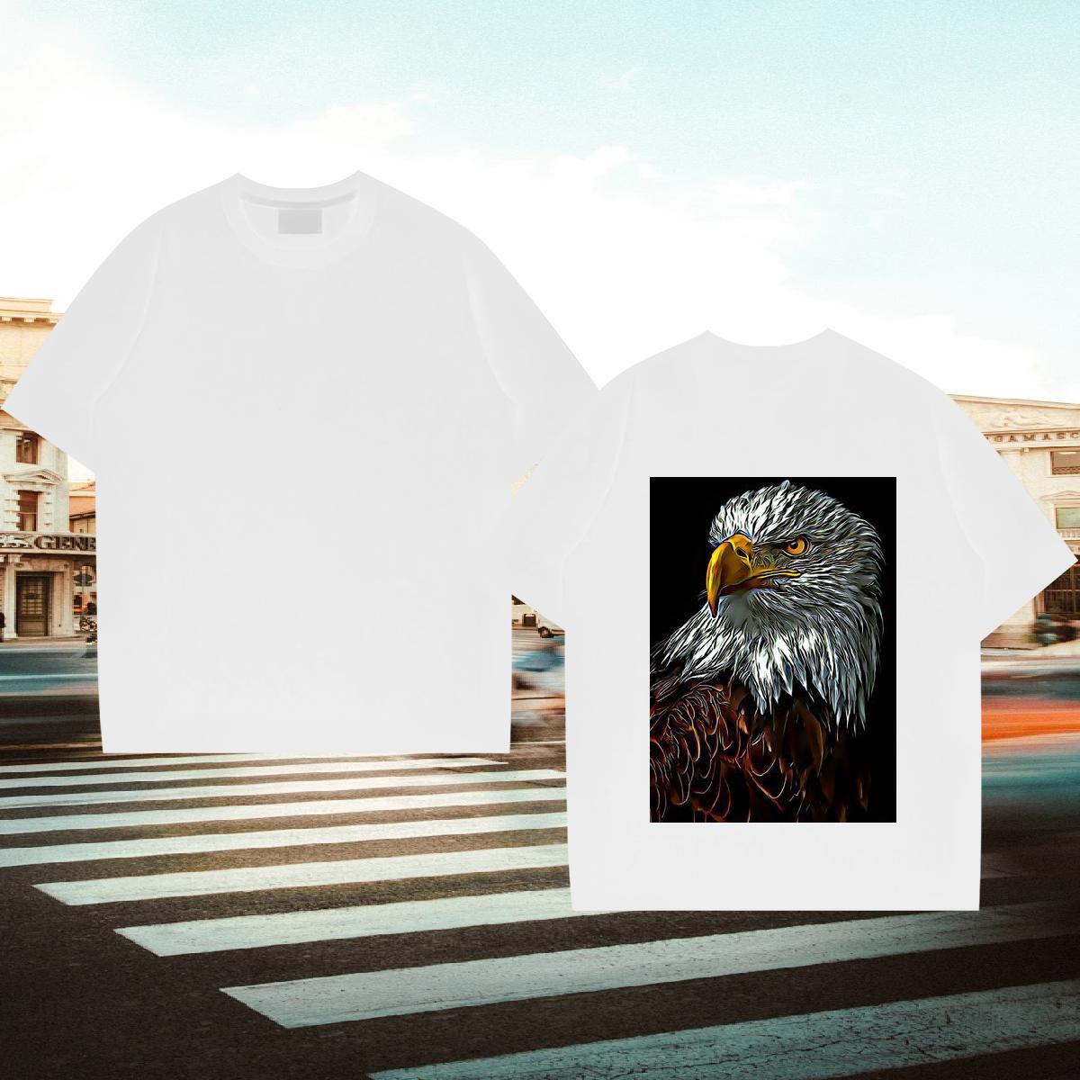 Fashion T Shirts Men 230g 100% Cotton eagle Street Casual Tees Breathable Brand Tshirts Skull