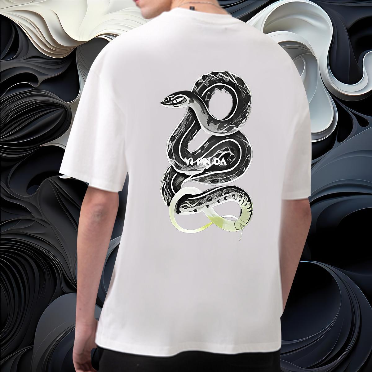 Casual New Man T Shirts 230g Pure Cotton snake Daily Outfit Tee Shirt Crew Neck Wholesale Couples T Shirts Custom Printing