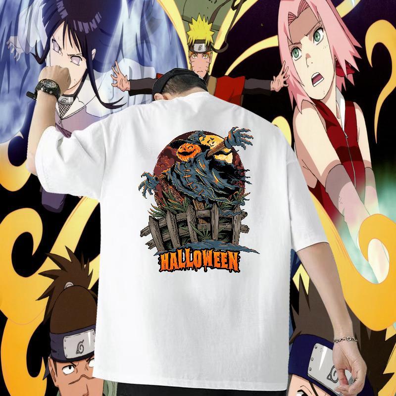 2024 Summer Men T Shirts 230g Cotton Halloween Street Wear Tops Shirt Short Sleeve O-Neck Cool Design Tshirts White Plus Size