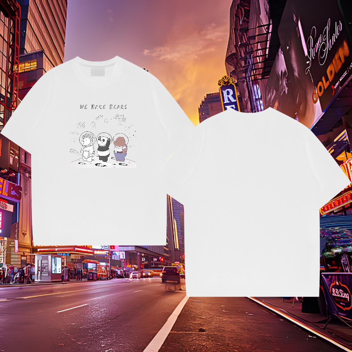 Cool Mens Tshirts 230g 100% Cotton bear T Shirt For Man Street Wear Breathable Custom Cartoon Stylist Clothes