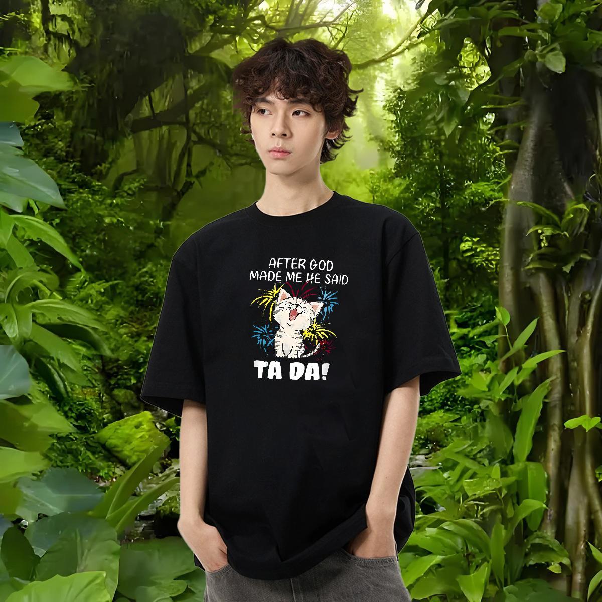 Custom T Shirt For Man 100% Cotton 230g cute Anime Printing Street Tops O Neck Short Sleeves Popular Men Clothes T-Shirt Customized