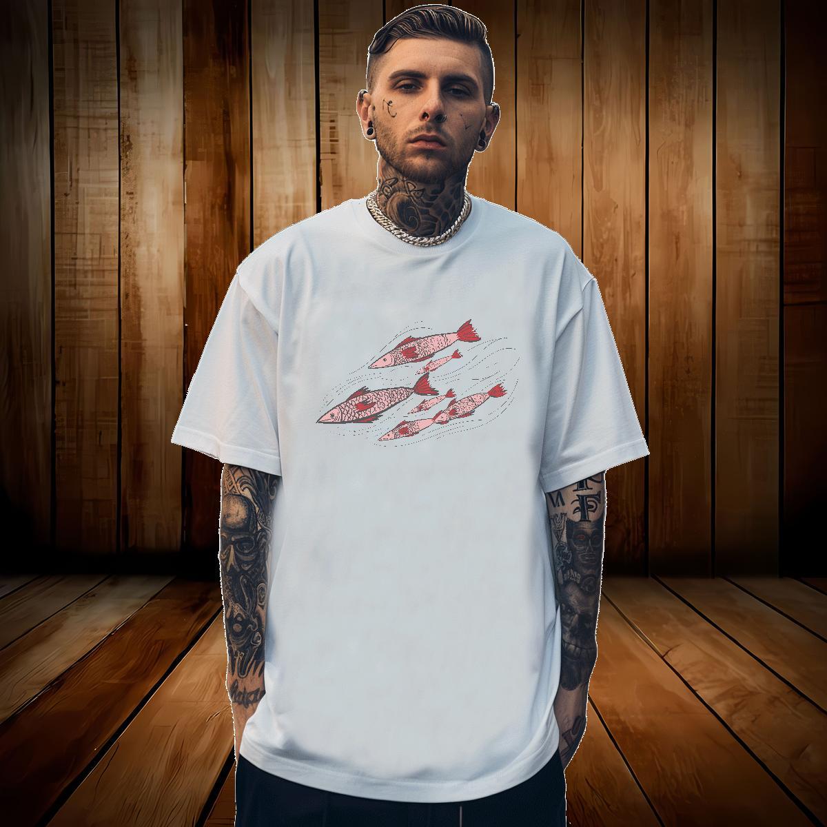 Factory Direct T shirt 100% Cotton 230g fish Beach Tee Shirt Round Neck Short Sleeve Designer Tshirt for Man Woman Custom Print Oversized