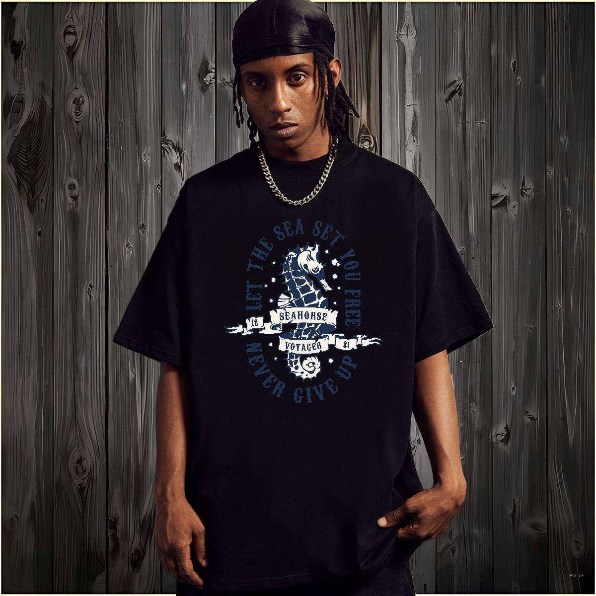 2024 DIY Mens T Shirts 230g Pure Cotton sea house Casual Daily Wear Tees Shirts Crew Neck Breathable Designer Men Clothes T-Shirt Custom Print Oversiz