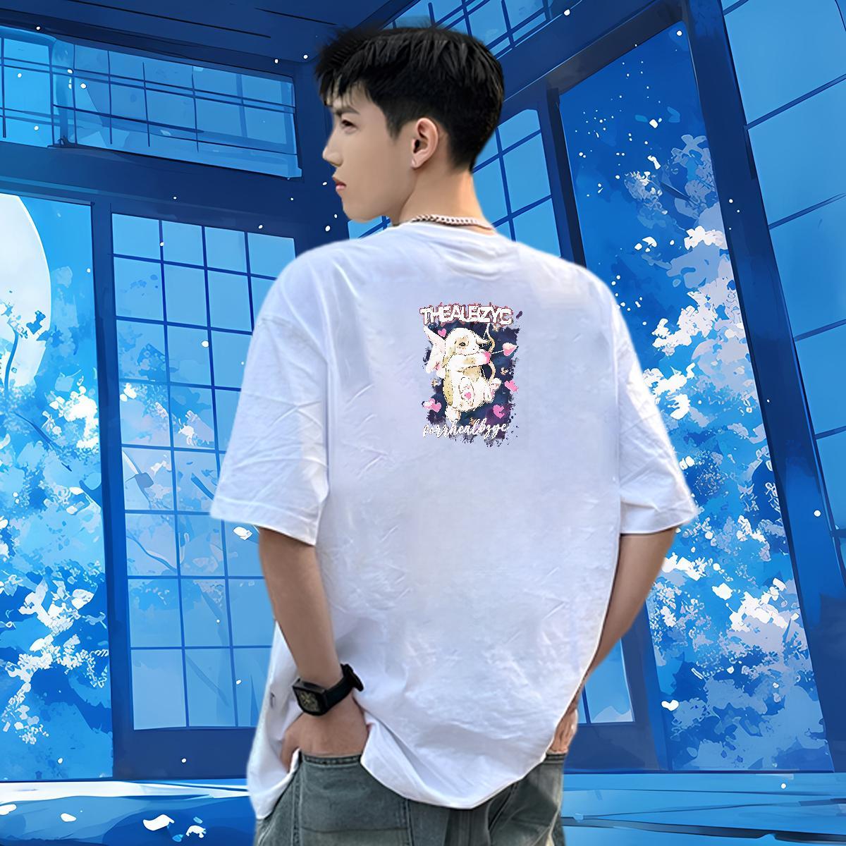 Designer Fashion Mens T Shirts 230g Pure Cotton rabbit Beach Tops Tees Crew Neck Breathable Popular Tshirts DIY Printed