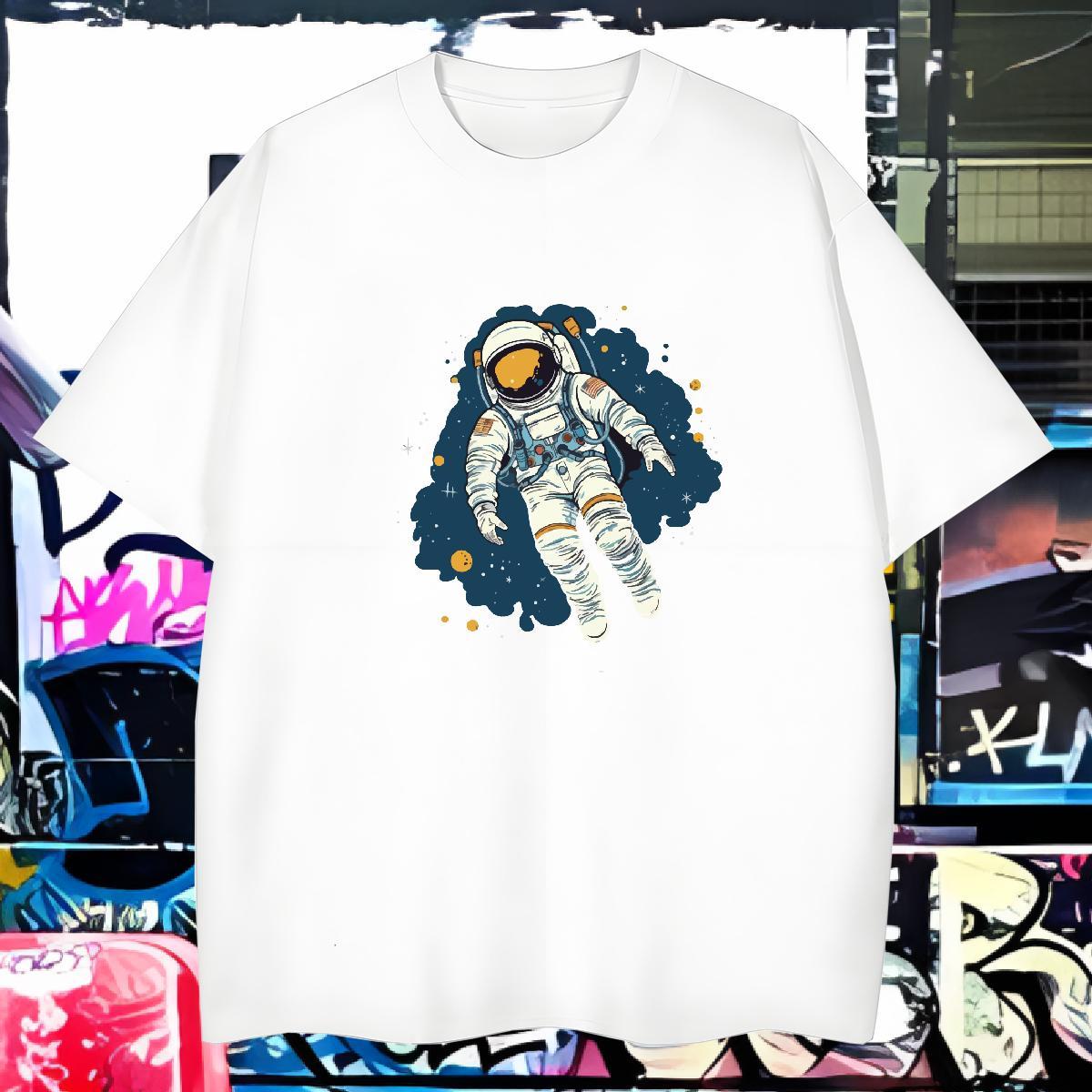 T Shirts Men 230g Cotton universe Street Casual Crew Neck DIY Printed Men Tees Free Shipping Loose Fit Tops