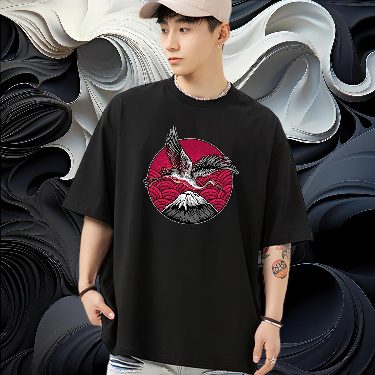 Fashion T-Shirts 230g 100% Cotton beautiful Street wear Hip Hop Clothes Breathable Crew Neck Loose Men Tees Custom Print Plus Size