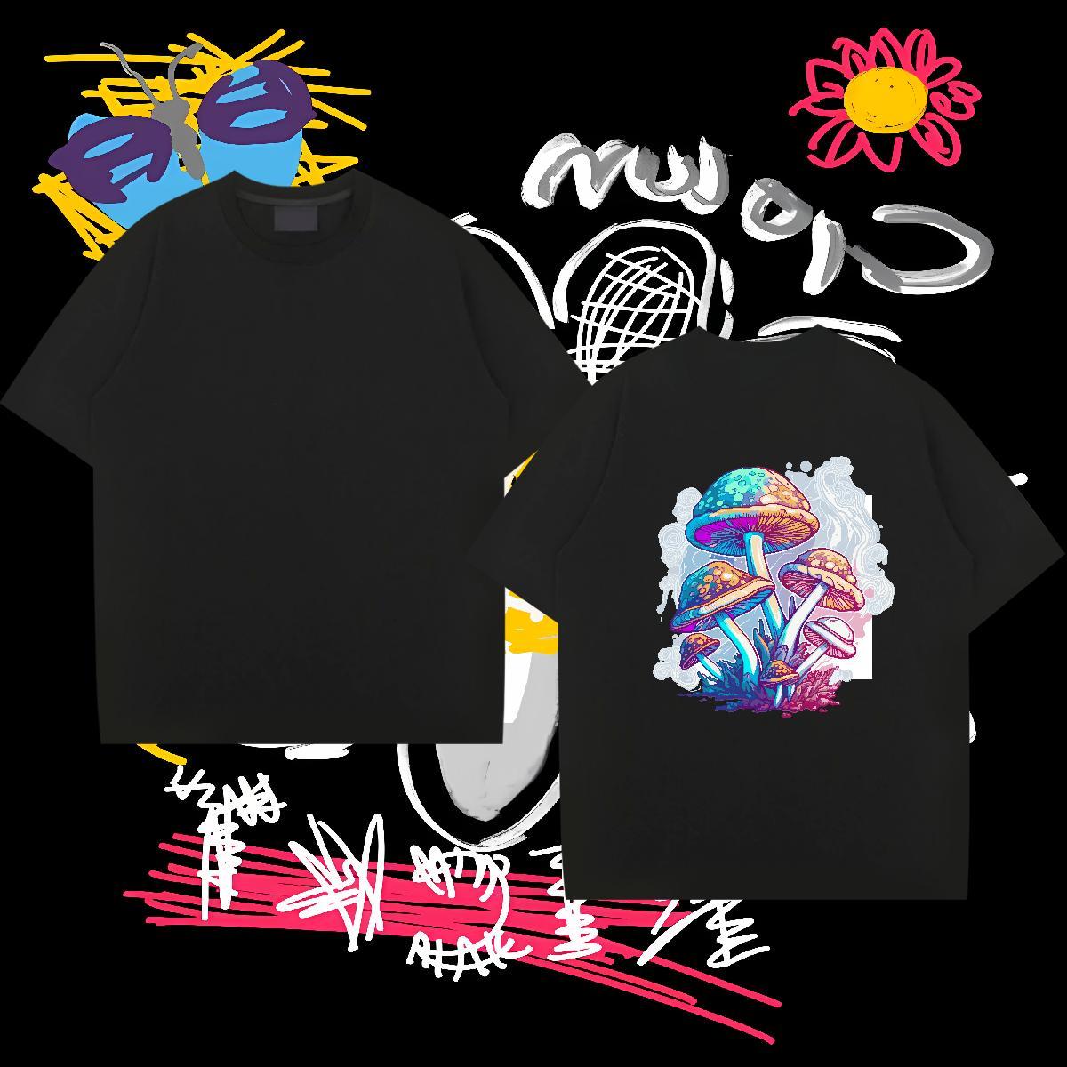 Fashion Designer Man T Shirts 100% Cotton 230g mushroom Sports Casual Tops Breathable Crew Neck Wholesale Men Tees White Plus Size