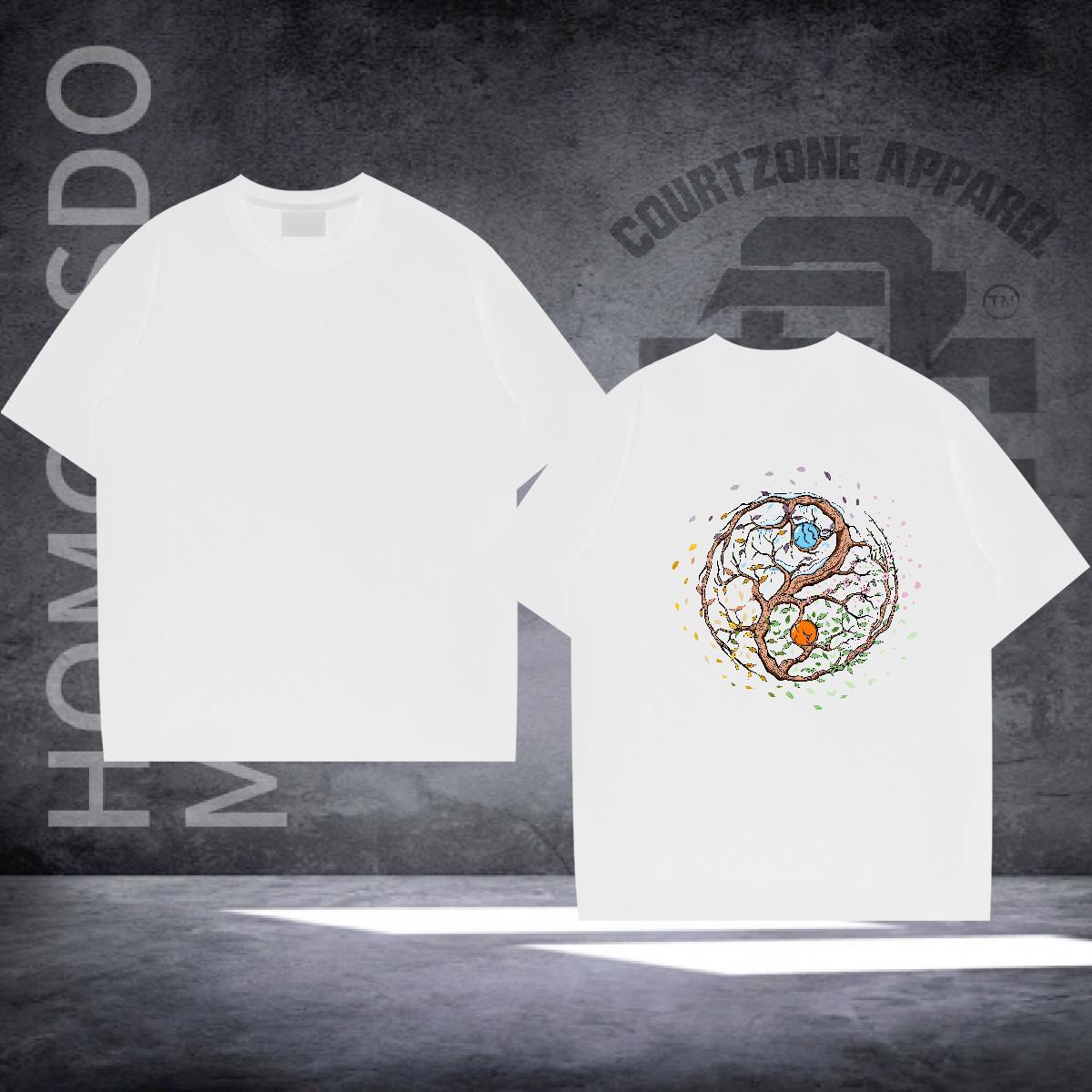 2024 Summer T Shirts Men 230g Pure Cotton tree Street Casual Tshirts Short Sleeve O-Neck Designer Couples T Shirts DIY Printed