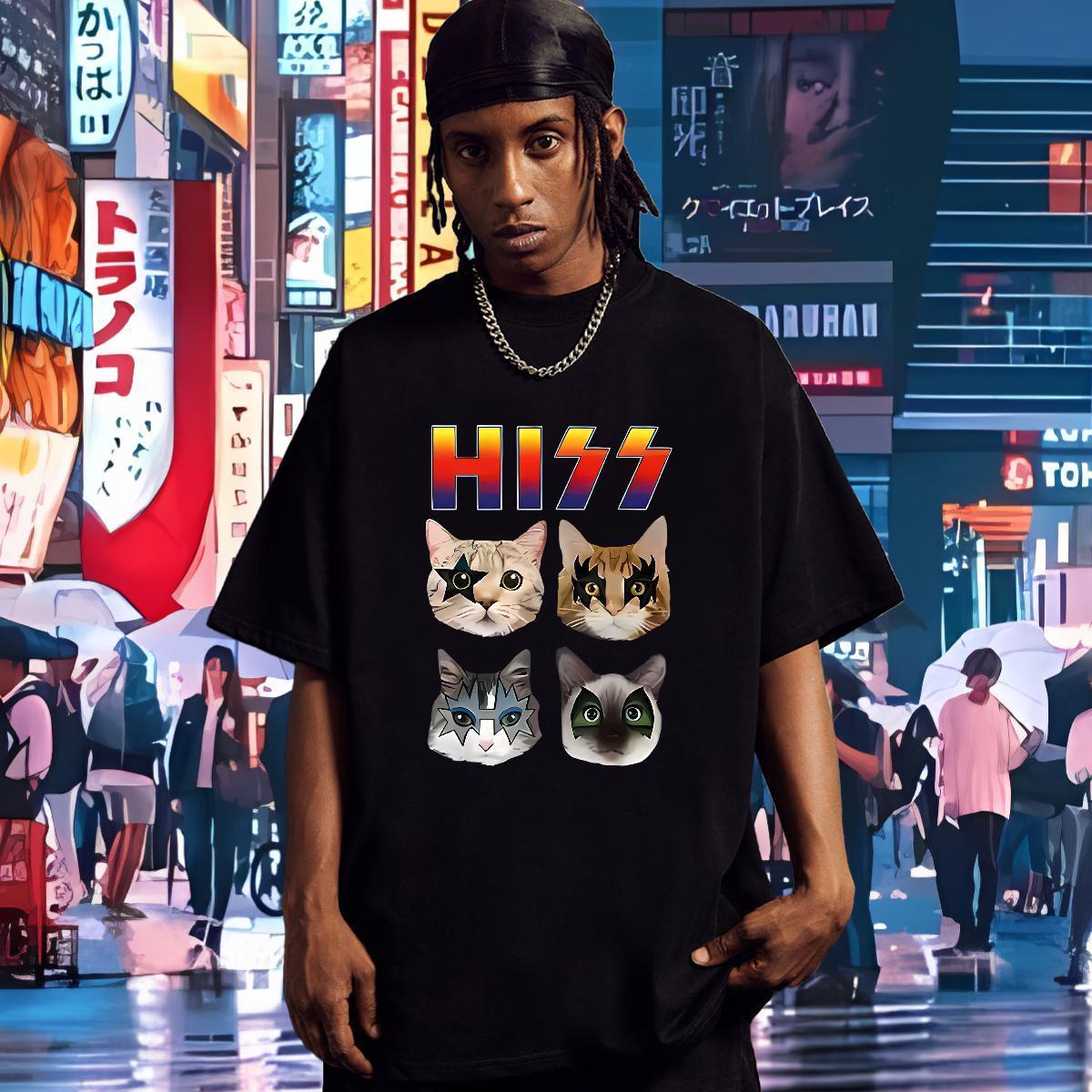 2024 DIY Man T Shirts 230g Cotton cat Anime Printing Street Clothes Breathable Crew Neck Designer Men Tshirts Custom Printed