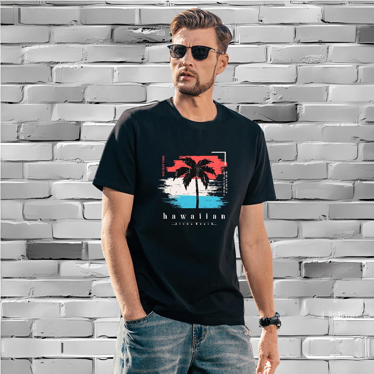 Men T Shirts 230g Pure Cotton tree Hip Hop Crew Neck Breathable Anime Men Tshirts Factory Direct Loose Clothings