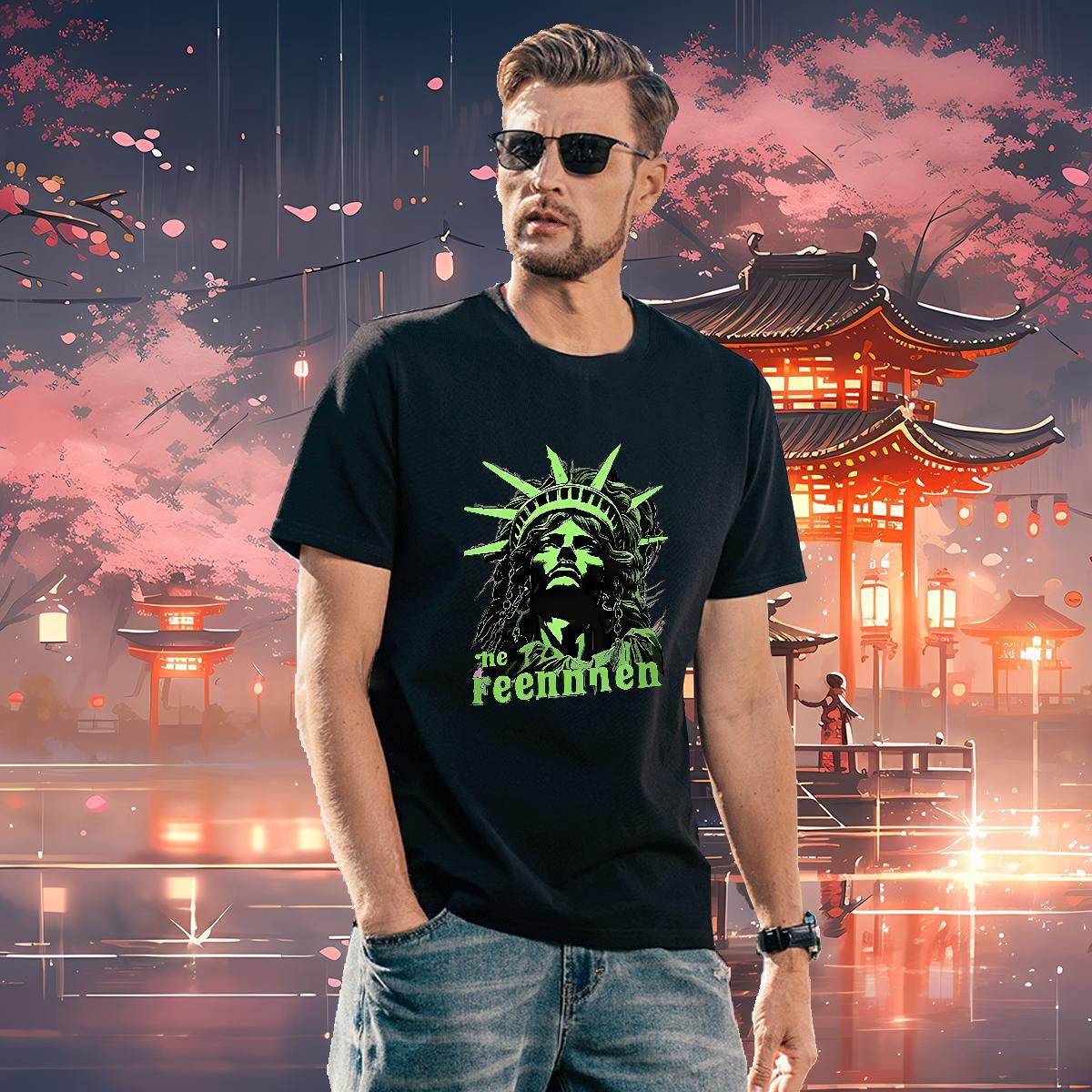 T-Shirts for Men 230g 100% Cotton portrait Daily Outfit Breathable Soft Cartoon Printing L-4XL Men Tshirts New Popular Wear
