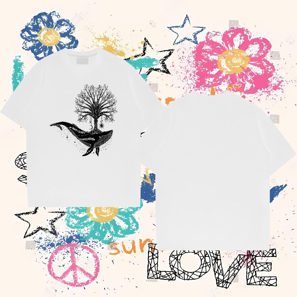 New T-Shirts 230g Cotton tree Street Casual Clothings O Neck Short Sleeves Classic Men Tops Tees DIY Printed