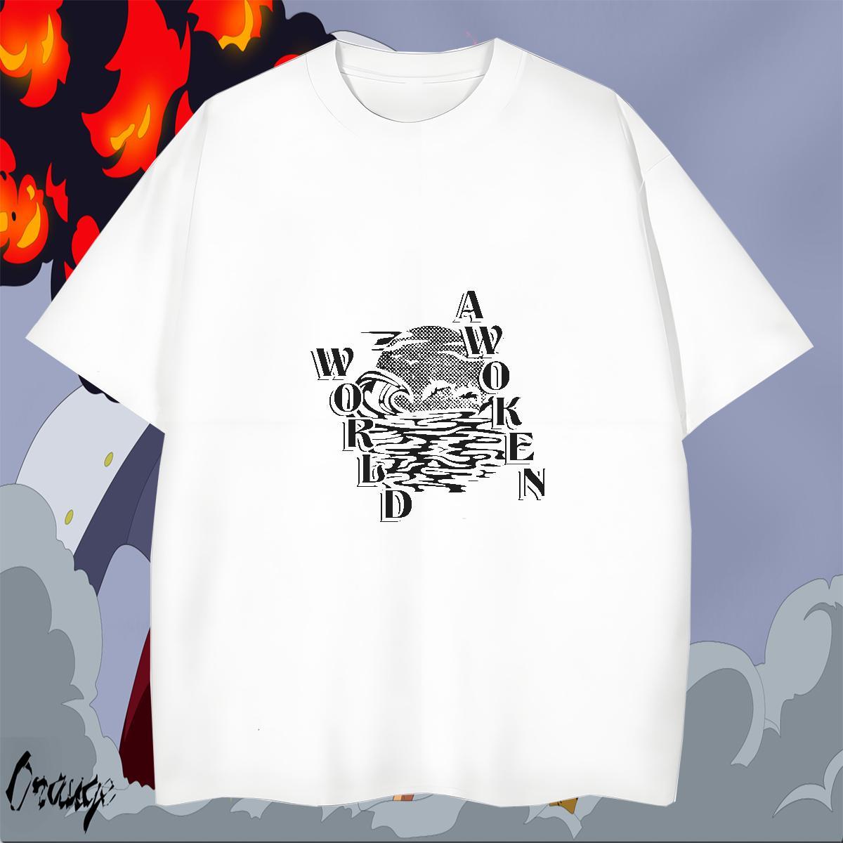 Classic Mens Tshirts 230g Pure Cotton Beach beach Cartoon Printing L-4XL Short Sleeve O-Neck 2024 New Men T Shirts Tees Shirts