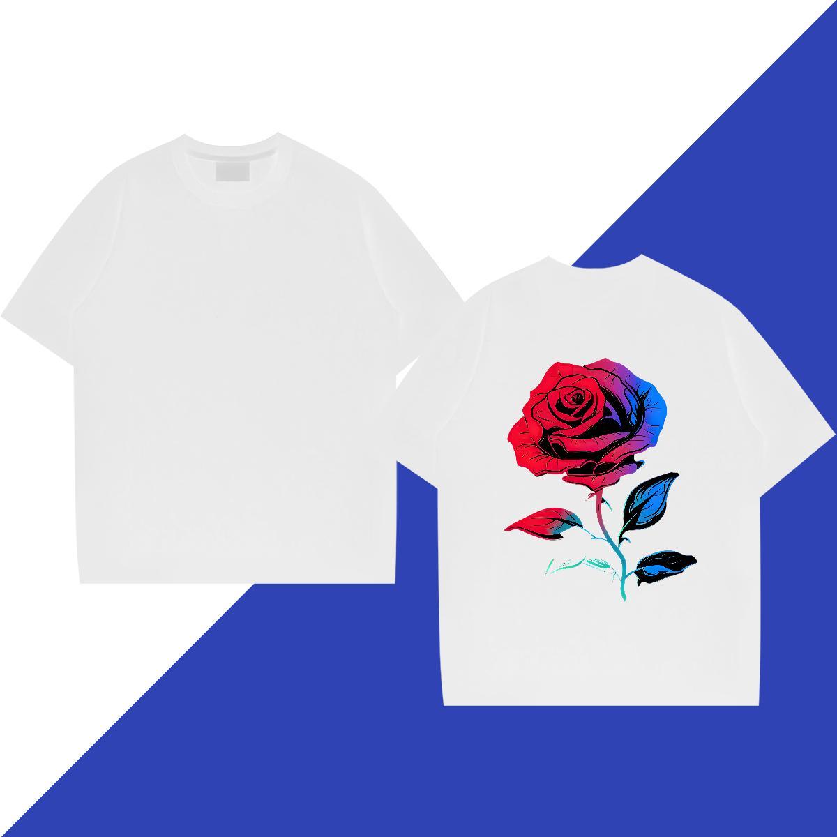 Fashion Design T Shirts Men 230g Pure Cotton ROSE Outdoor Top Tees O Neck Short Sleeves Free Shipping Tshirts Oversized 3XL 4XL