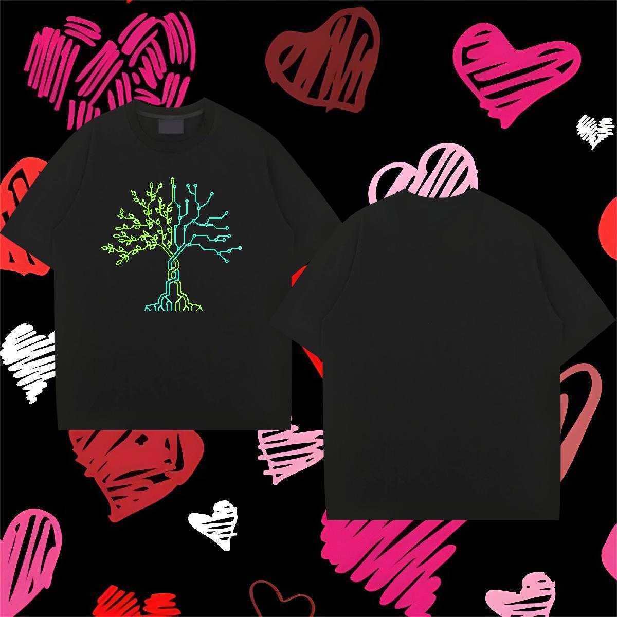 Customized T Shirt For Man 100% Cotton 230g tree Home Outdoor Wear Pure Cotton High Quality Couples T Shirts Oversized
