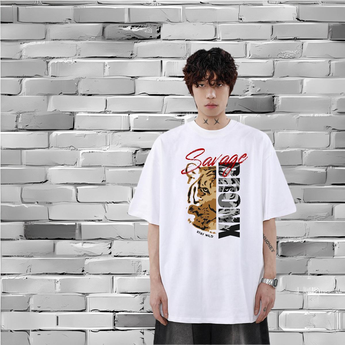 Wholesale T-Shirts for Men 230g Pure Cotton Sport Clothes Breathable Short Sleeve Brand Men Tshirts Floral Print