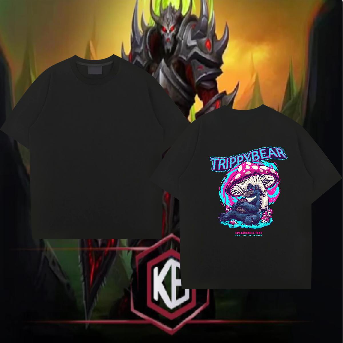 Fashion Casual T-Shirts for Men 230g 100% Cotton mushroom Outdoor Tops Shirt Short Sleeve O-Neck Loose Fit Tshirts White Plus Size