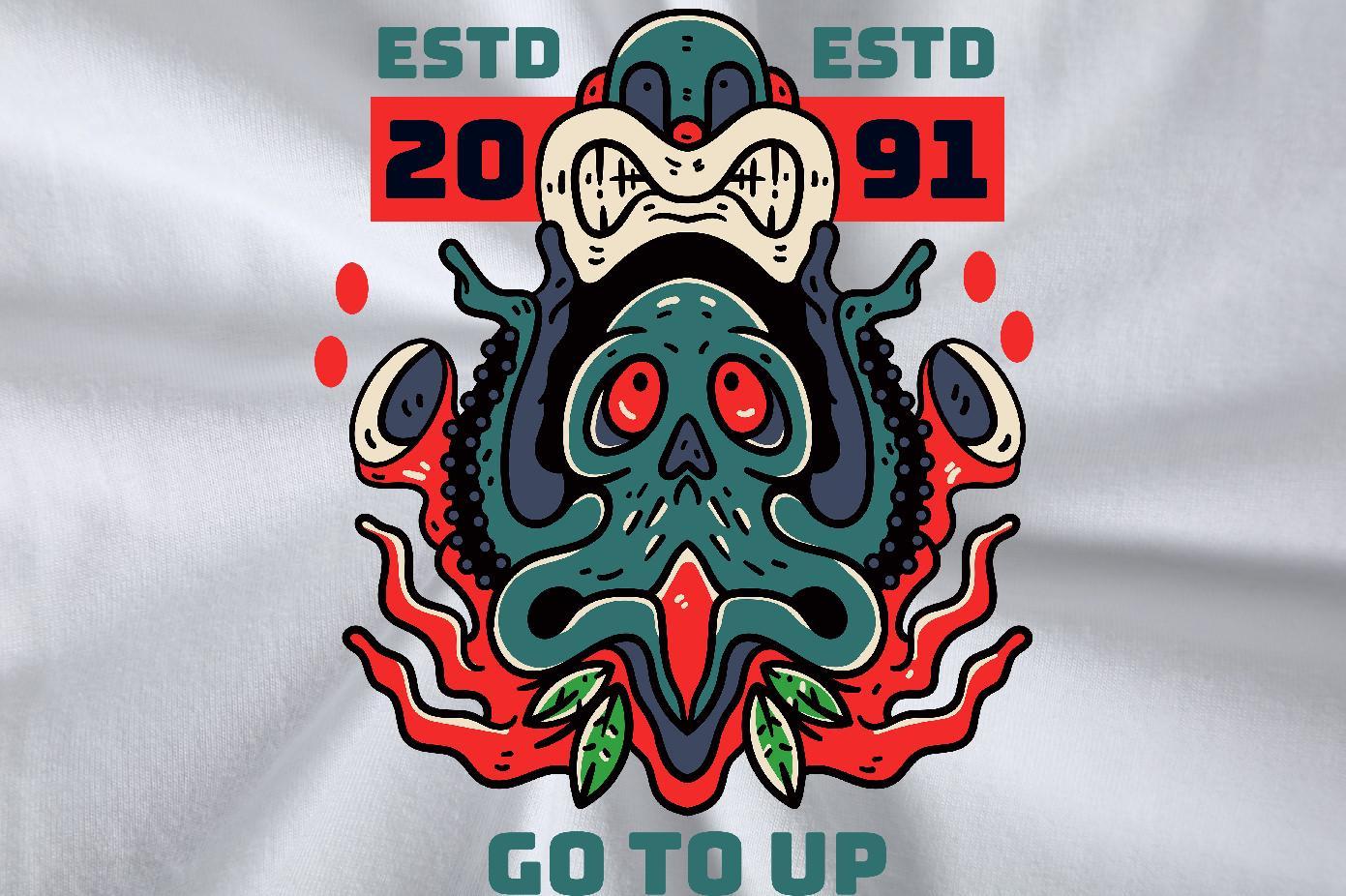 Customized Mens T Shirts 230g 100% Cotton octopus Hip Hop Tees O-Neck Short Sleeve Designer Tshirt for Man Woman Customized Print