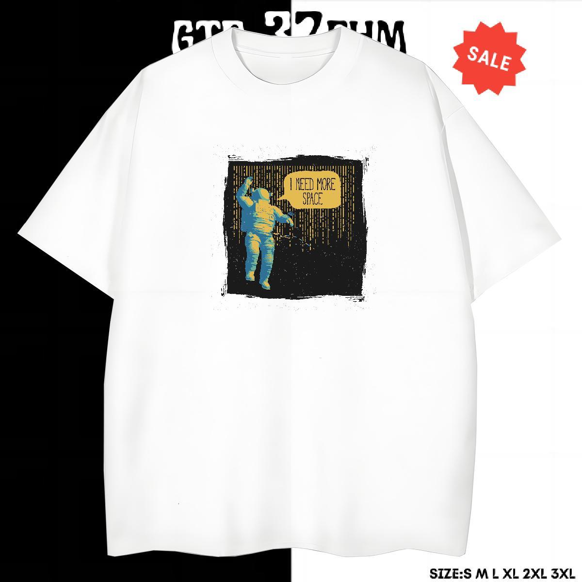 Cool Men Clothes T-Shirt 230g Pure Cotton Daily Outfit spaceman Customized Crew Neck Breathable Brand Mens T Shirts Tshirts