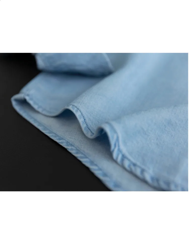 Korea Chic Pockets Splicing Irregular Denim Blouse Women Single Breasted Long Sleeve Jean Shirt Spring 240812