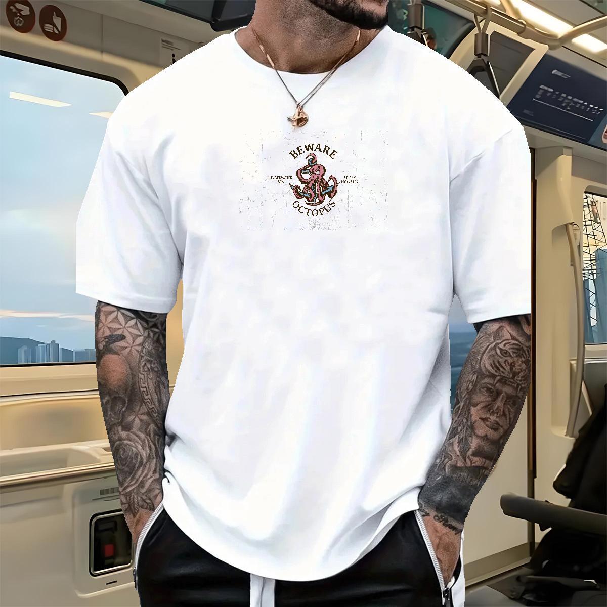 Brand T-Shirts 230g Pure Cotton octopus Street wear Hip Hop Tshirts Breathable Soft Cool Couples T Shirts DIY Printed