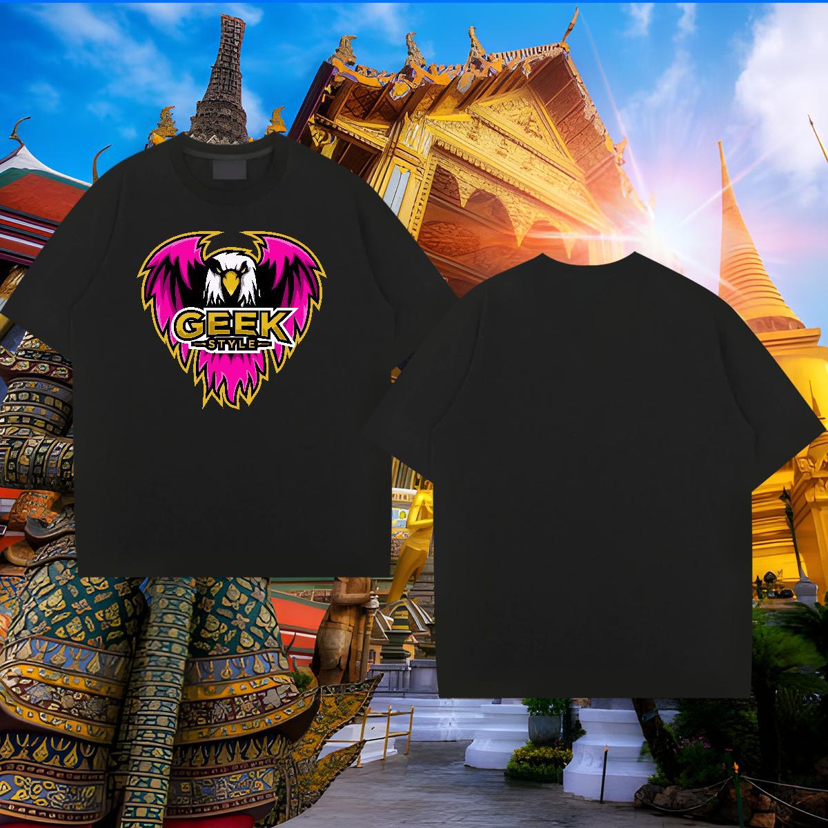 High Quality Men Tees 230g 100% Cotton eagle T-Shirts for Men Street Wear Short Sleeve O-Neck Skull Custom Tee Shirt