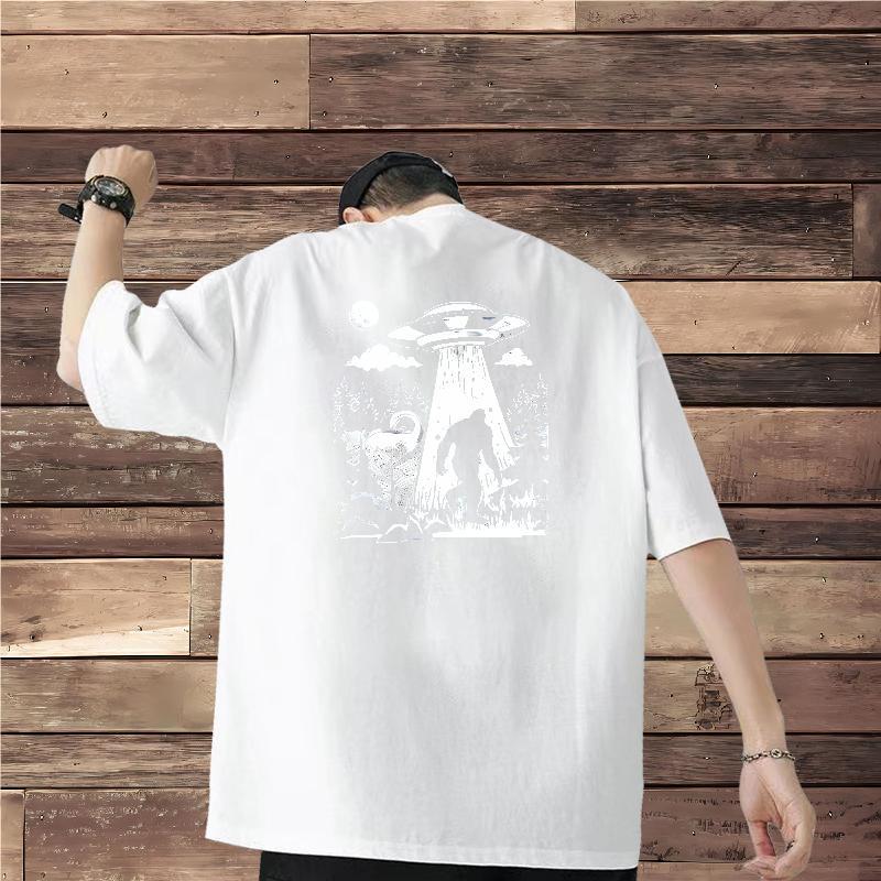 Fashion T Shirts Men 230g Pure Cotton mushroom Hip Hop Street Tees Shirts Crew Neck Classic Couples T Shirts Oversized