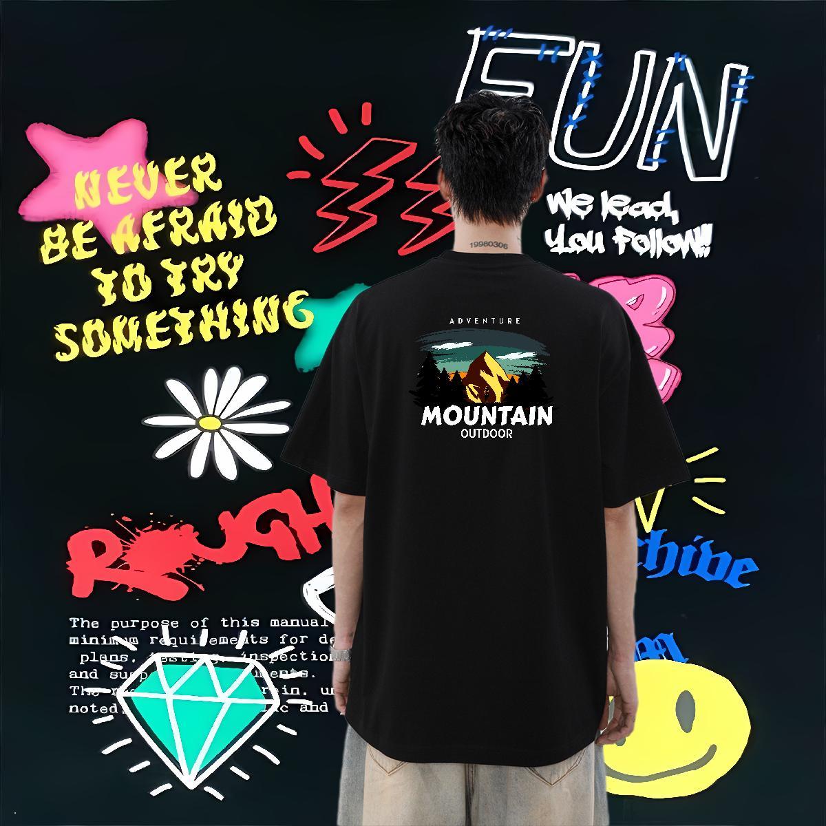 Designer Fashion T Shirt For Man 230g Cotton tree Sports Casual Tops Tees Crew Neck Breathable Unisex Men Tops Tees Oversized 3XL 4XL