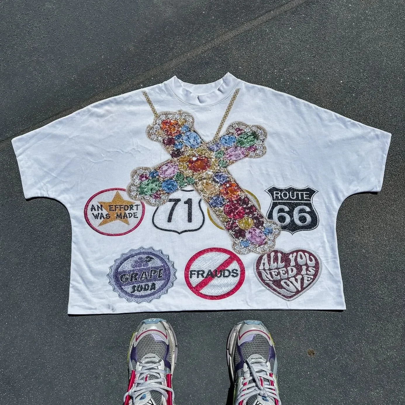 T Shirt Y2K Clothes Gothic Hip Hop Retro Cross Graphic Print Oversized TShirt Mens Womens Round Neck Cotton Short Sleeve Tops 240806